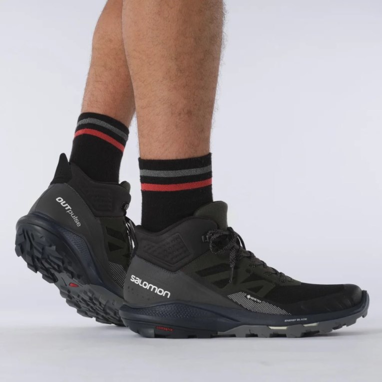 Salomon Outpulse Mid GTX Men's Hiking Boots Black / Olive | CA 38I71